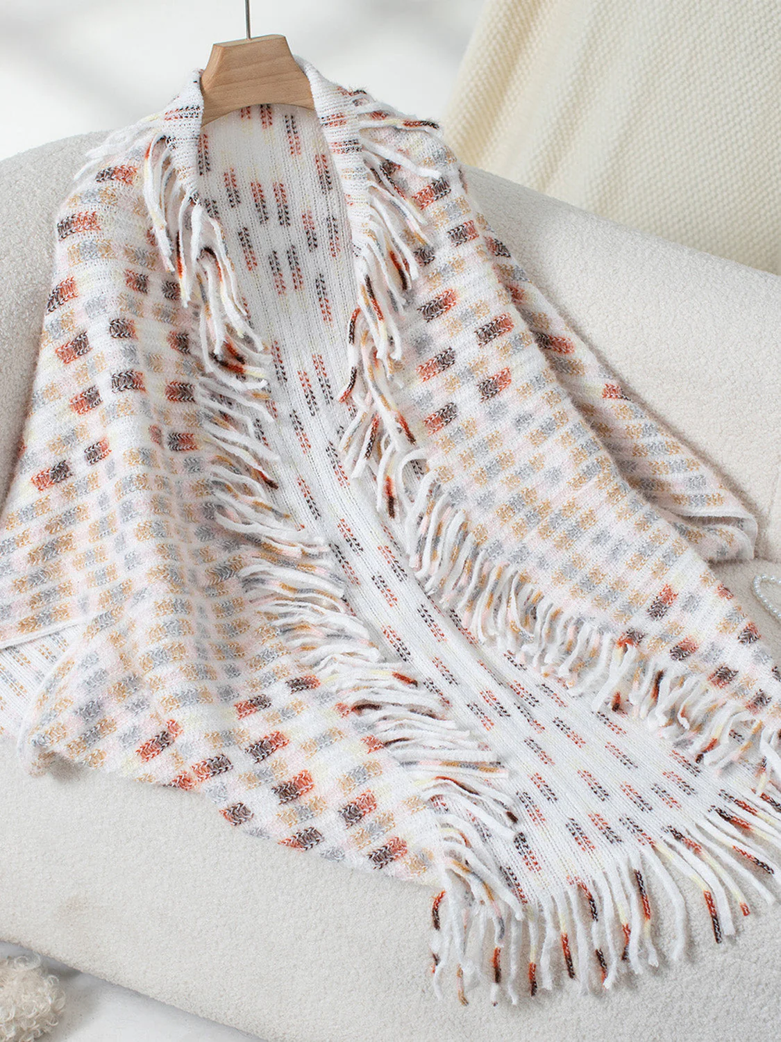 Fringe Open Front Half Sleeve Poncho - Image 9