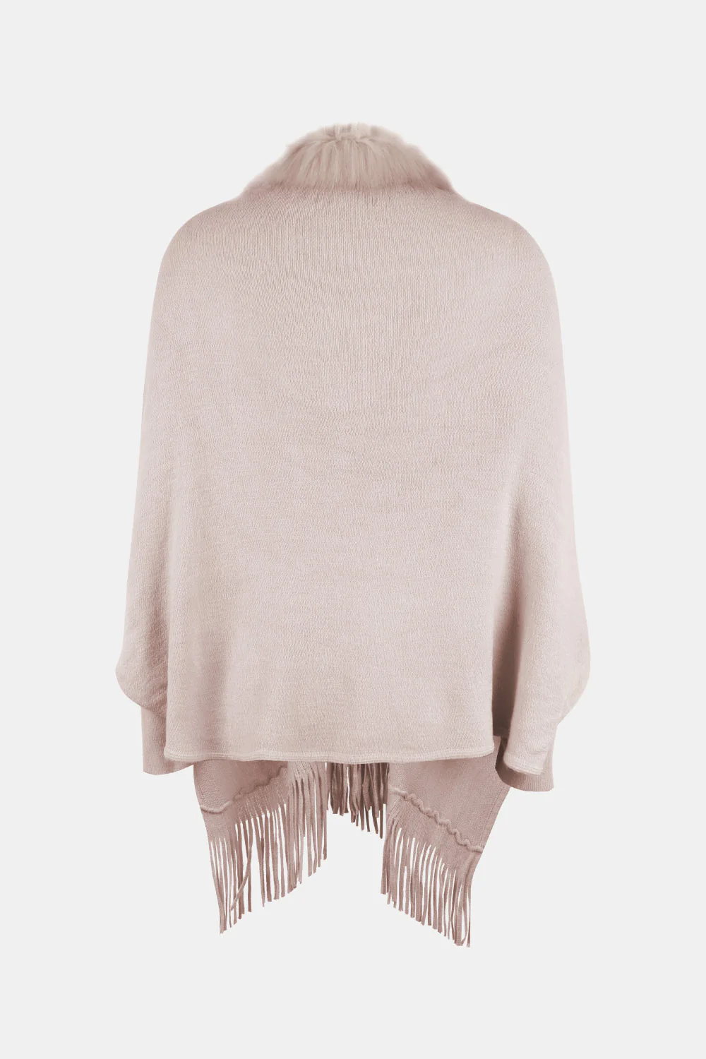 Fringe Open Front Long Sleeve Poncho - Image 10