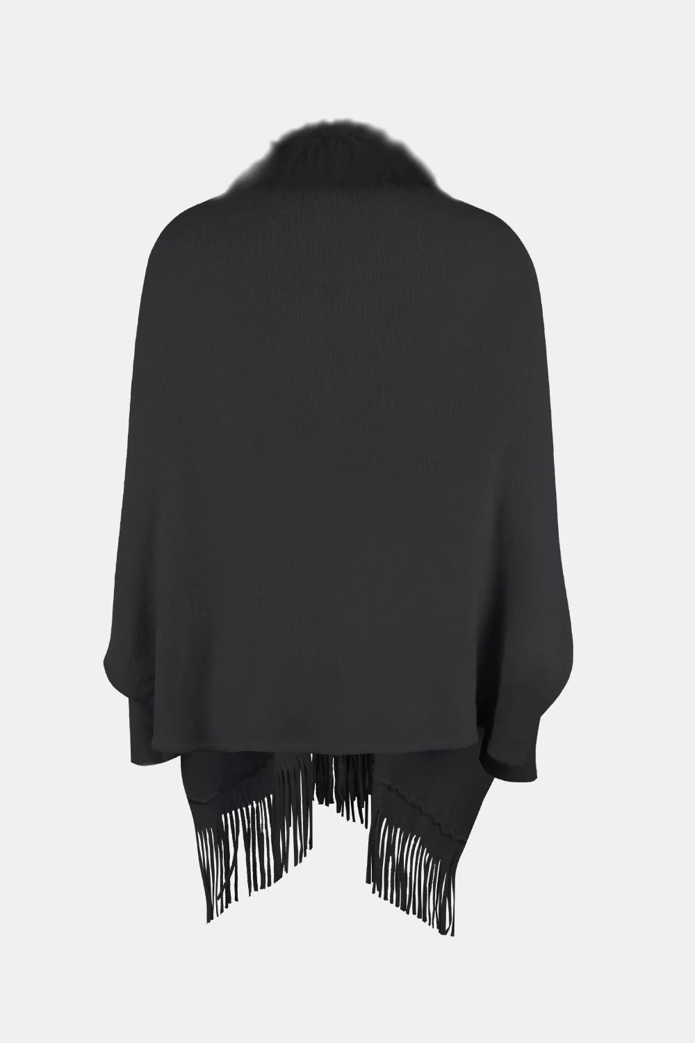 Fringe Open Front Long Sleeve Poncho - Image 13