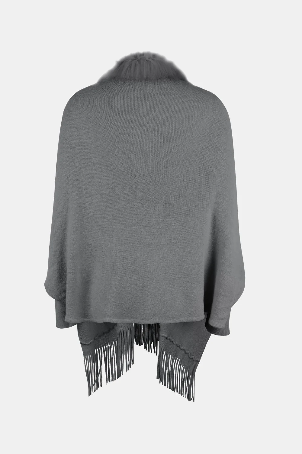 Fringe Open Front Long Sleeve Poncho - Image 16