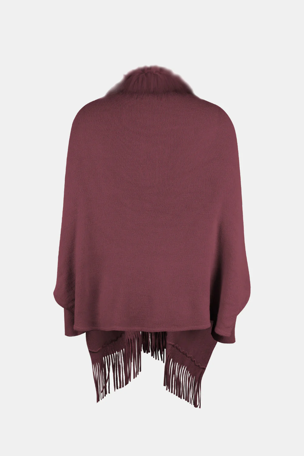 Fringe Open Front Long Sleeve Poncho - Image 7