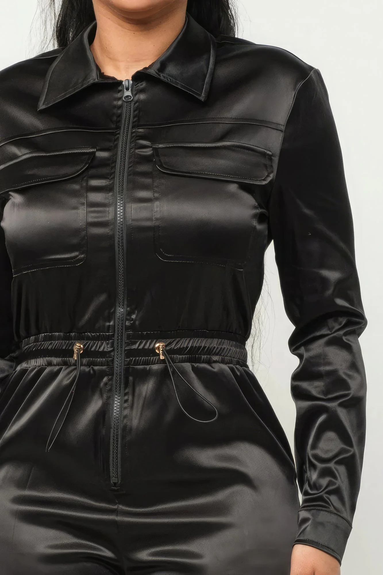 Front Zipper Pockets Top And Pants Jumpsuit - Image 4