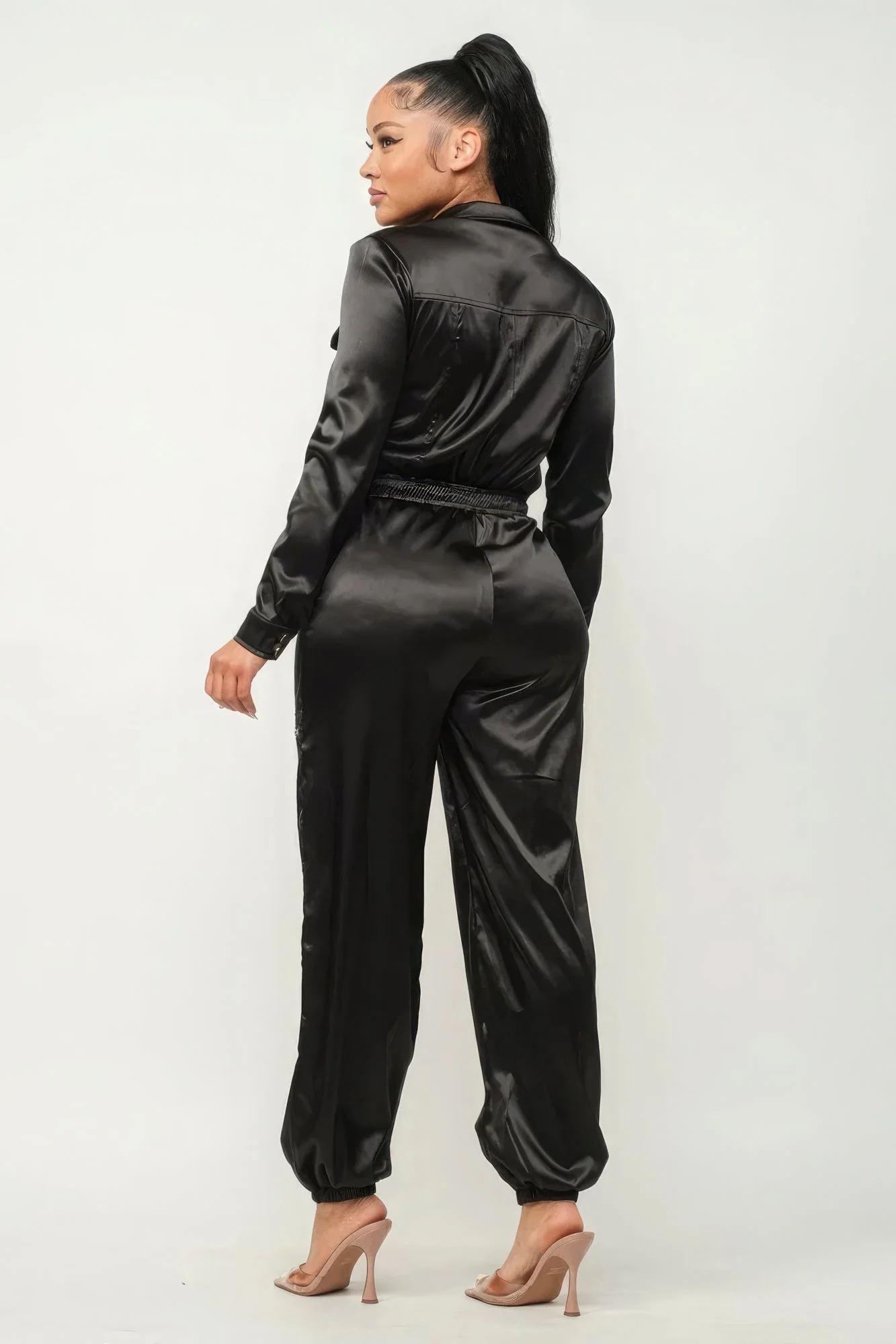 Front Zipper Pockets Top And Pants Jumpsuit - Image 5