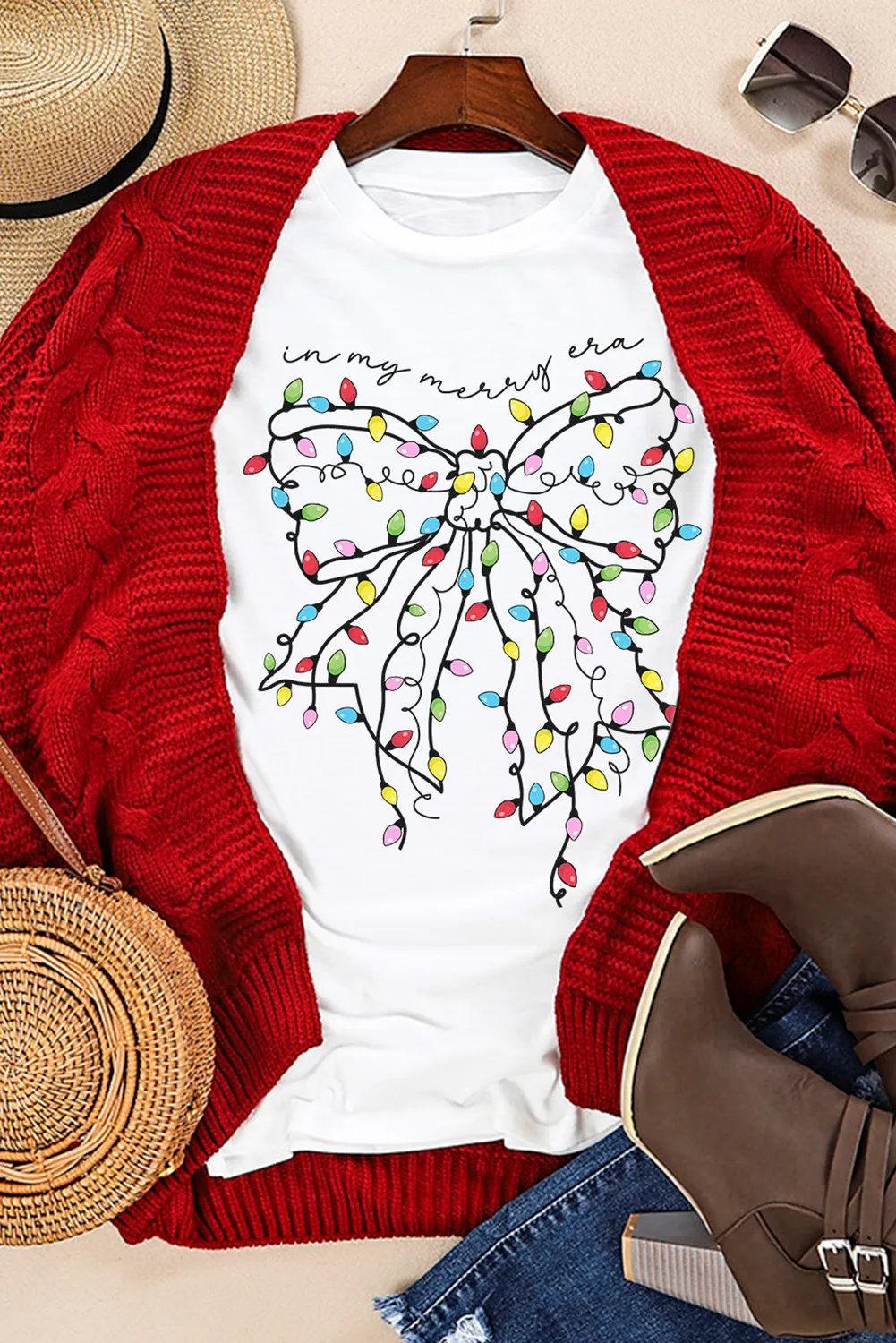 Full Size Bow Round Neck Short Sleeve T-Shirt - Image 5