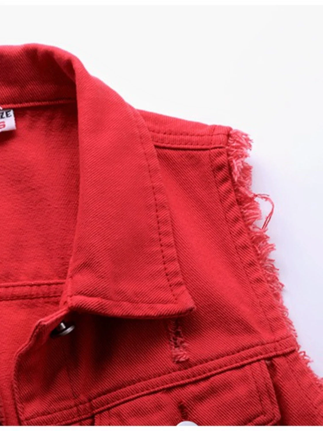 Full Size Button Down Raw Hem Sleeveless Denim Jacket Plus Size - Image 12
