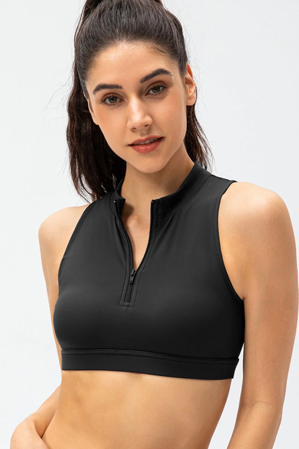 Full Size Cropped Cutout Back Zipper Front Active Tank Top - Image 4