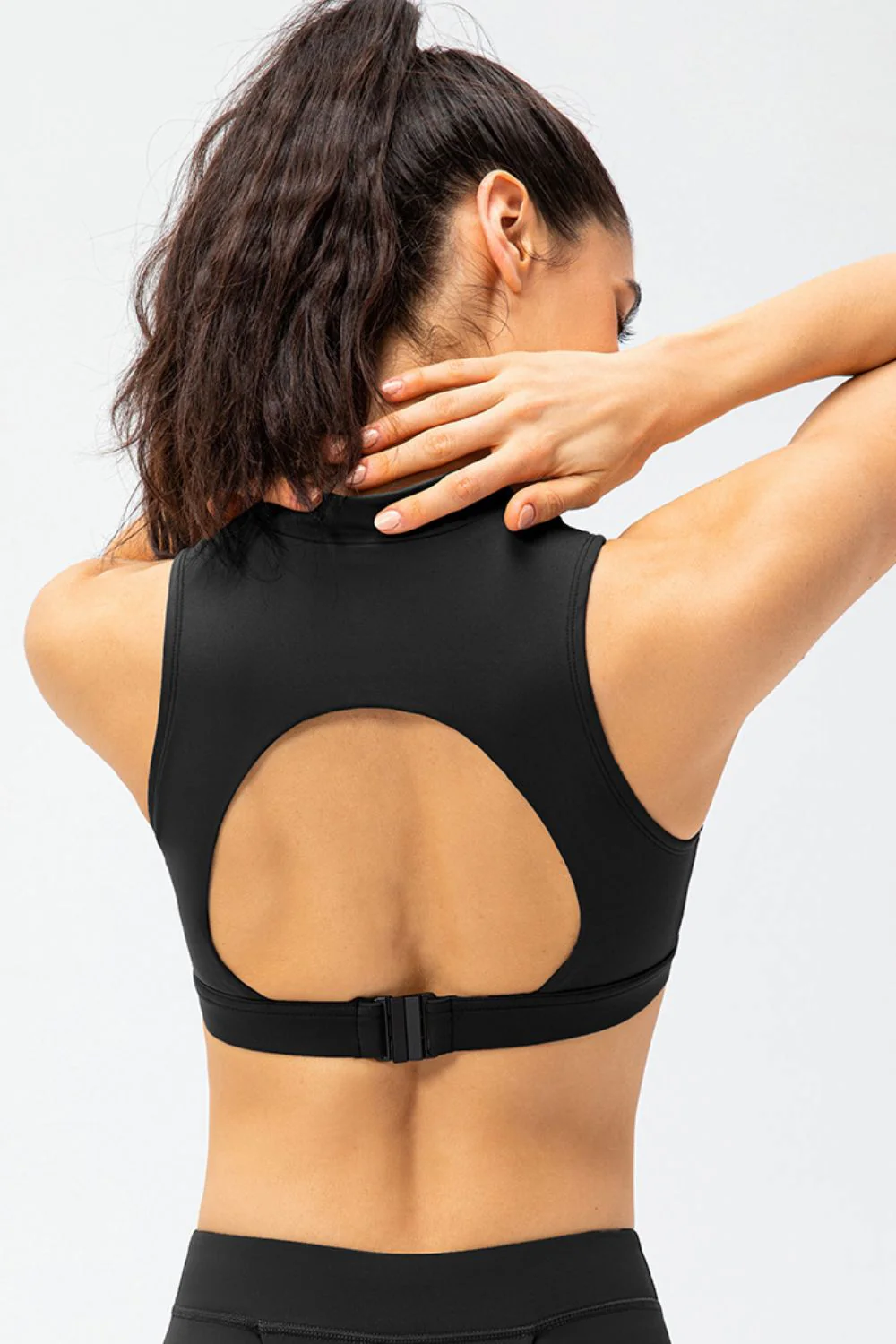 Full Size Cropped Cutout Back Zipper Front Active Tank Top - Image 6
