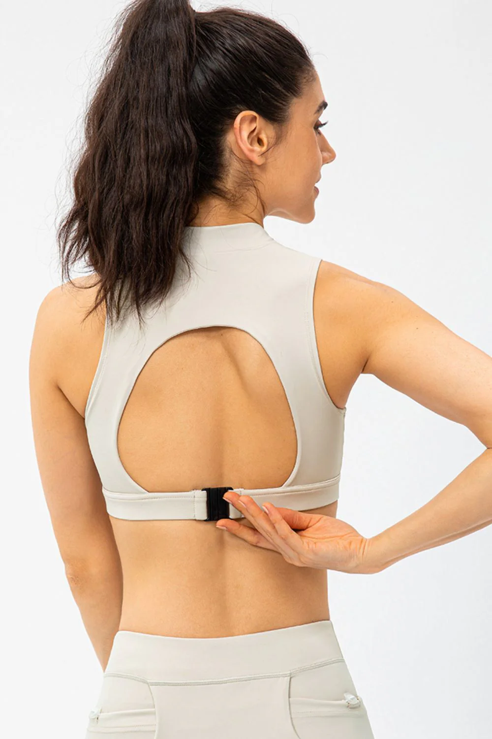 Full Size Cropped Cutout Back Zipper Front Active Tank Top - Image 8