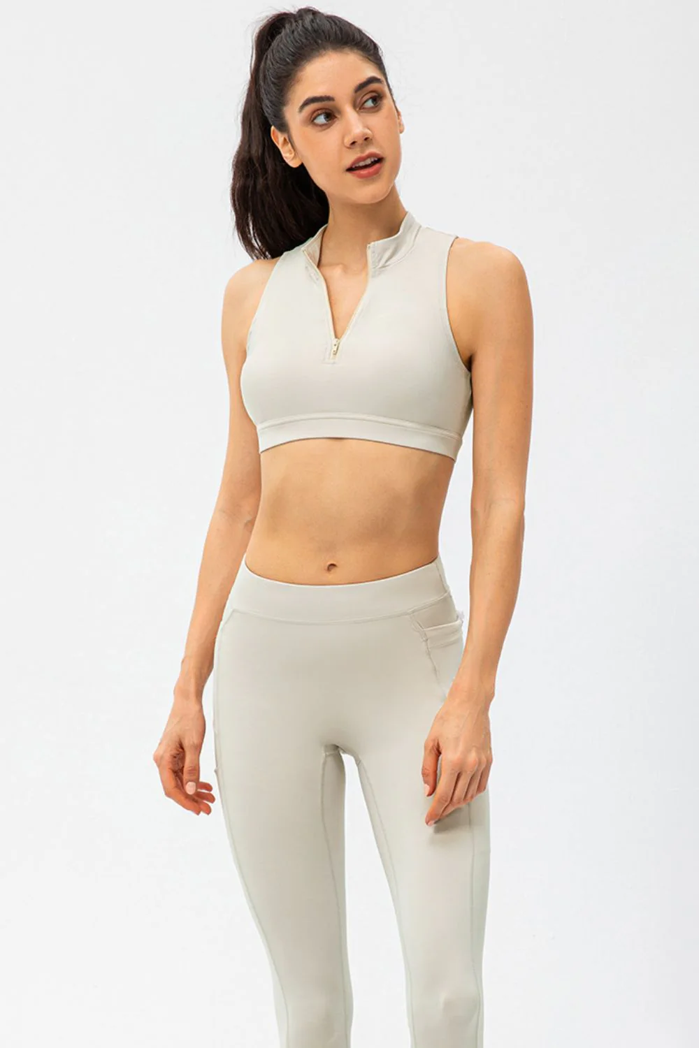Full Size Cropped Cutout Back Zipper Front Active Tank Top - Image 9