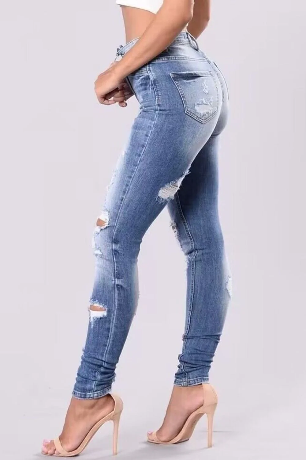 Full Size Distressed Skinny Jeans Plus Size - Image 3