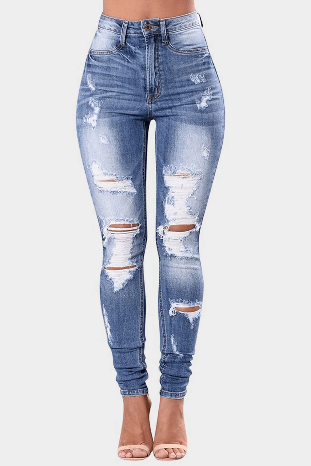 Full Size Distressed Skinny Jeans Plus Size - Image 4