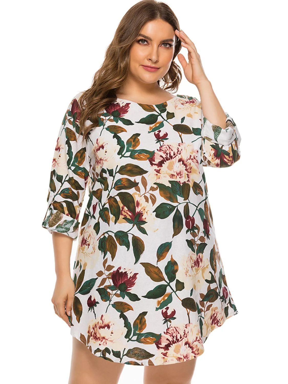 Full Size Floral Long Sleeve Mini Dress - Image 3