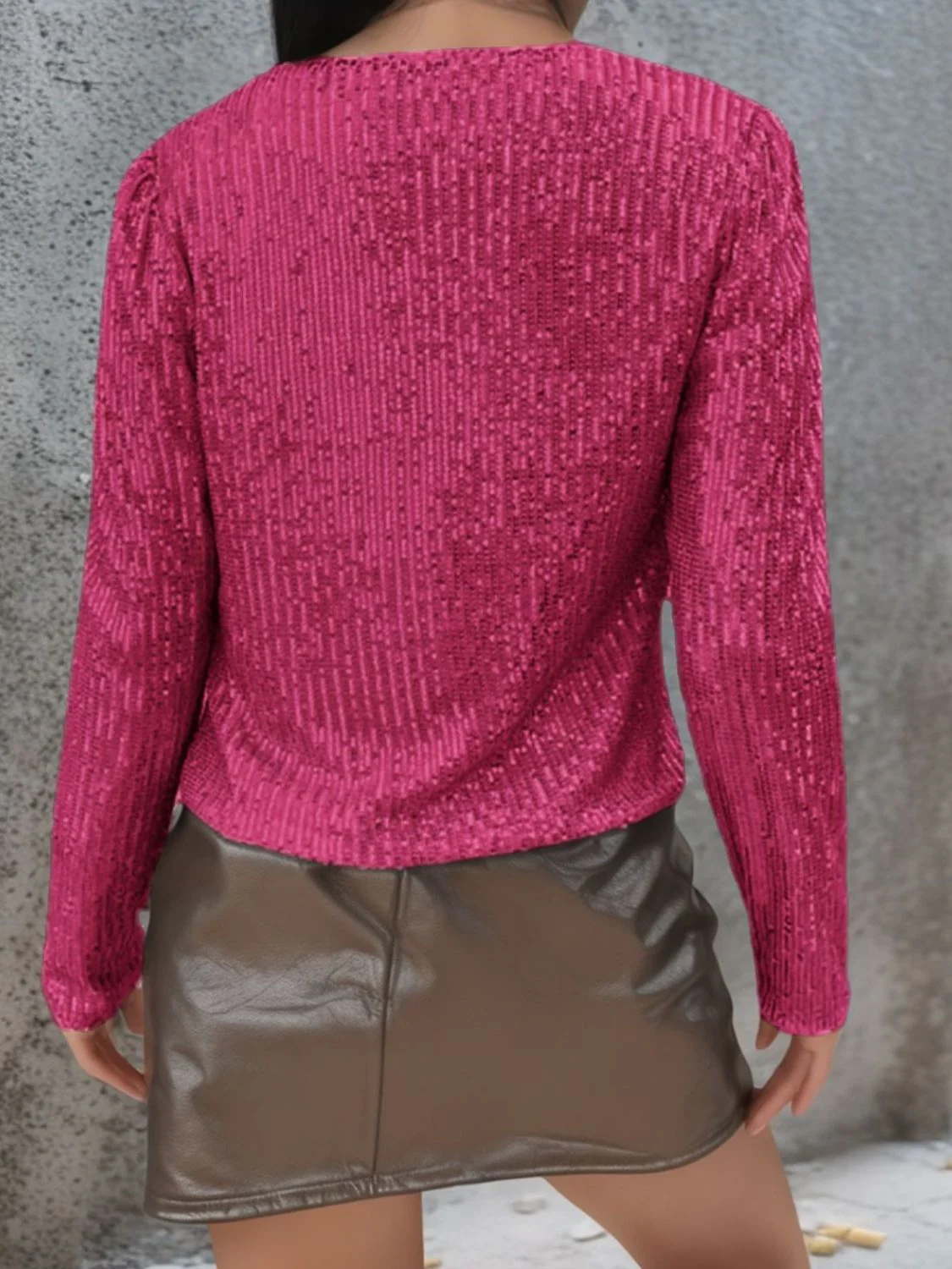 Full Size Sequin Open Front Cropped Jacket - Image 13