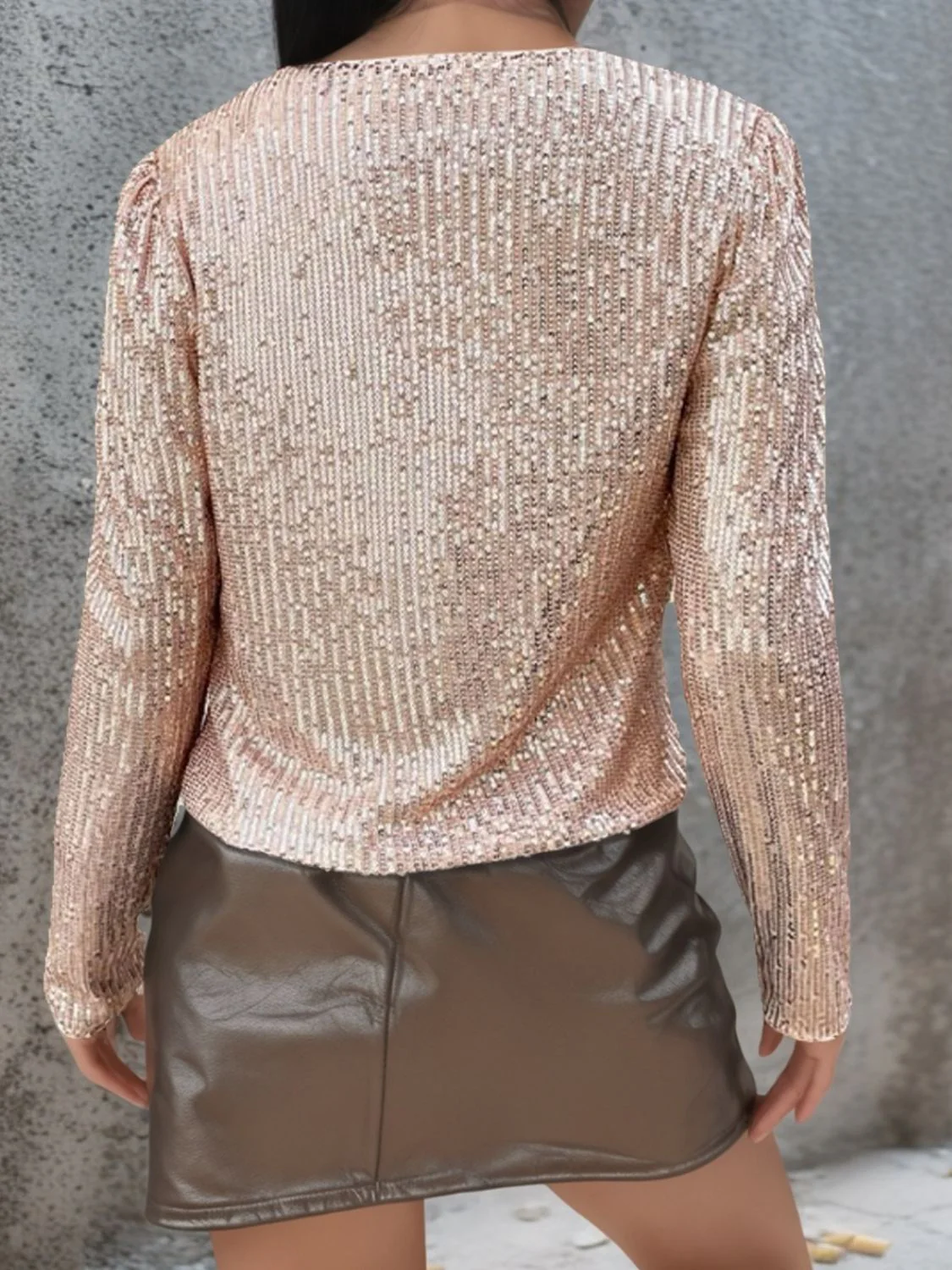 Full Size Sequin Open Front Cropped Jacket - Image 2
