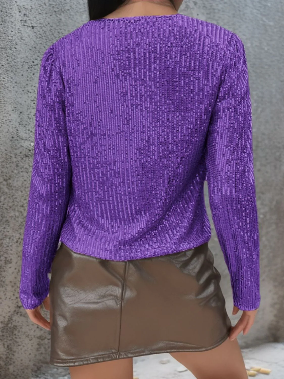 Full Size Sequin Open Front Cropped Jacket - Image 22