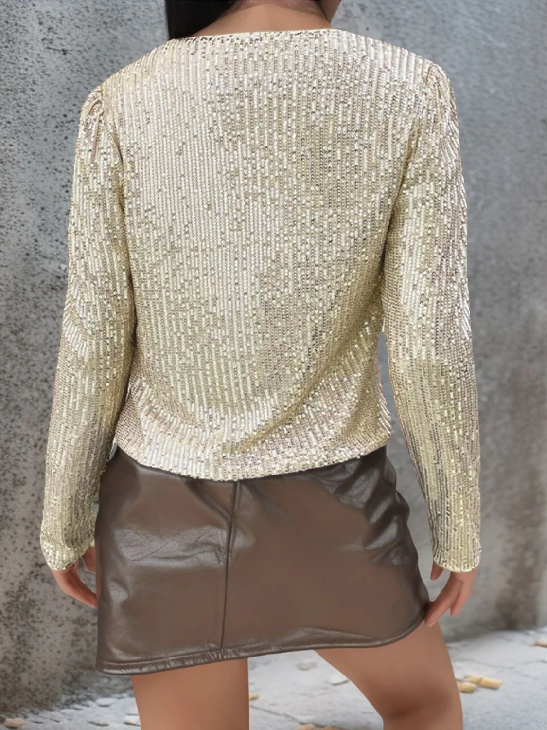 Full Size Sequin Open Front Cropped Jacket - Image 32