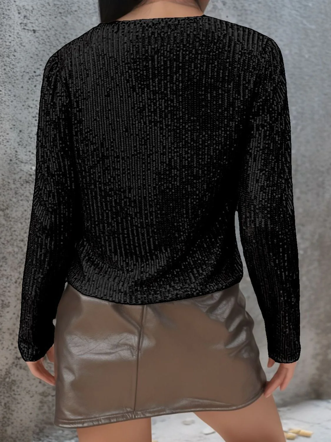 Full Size Sequin Open Front Cropped Jacket - Image 9