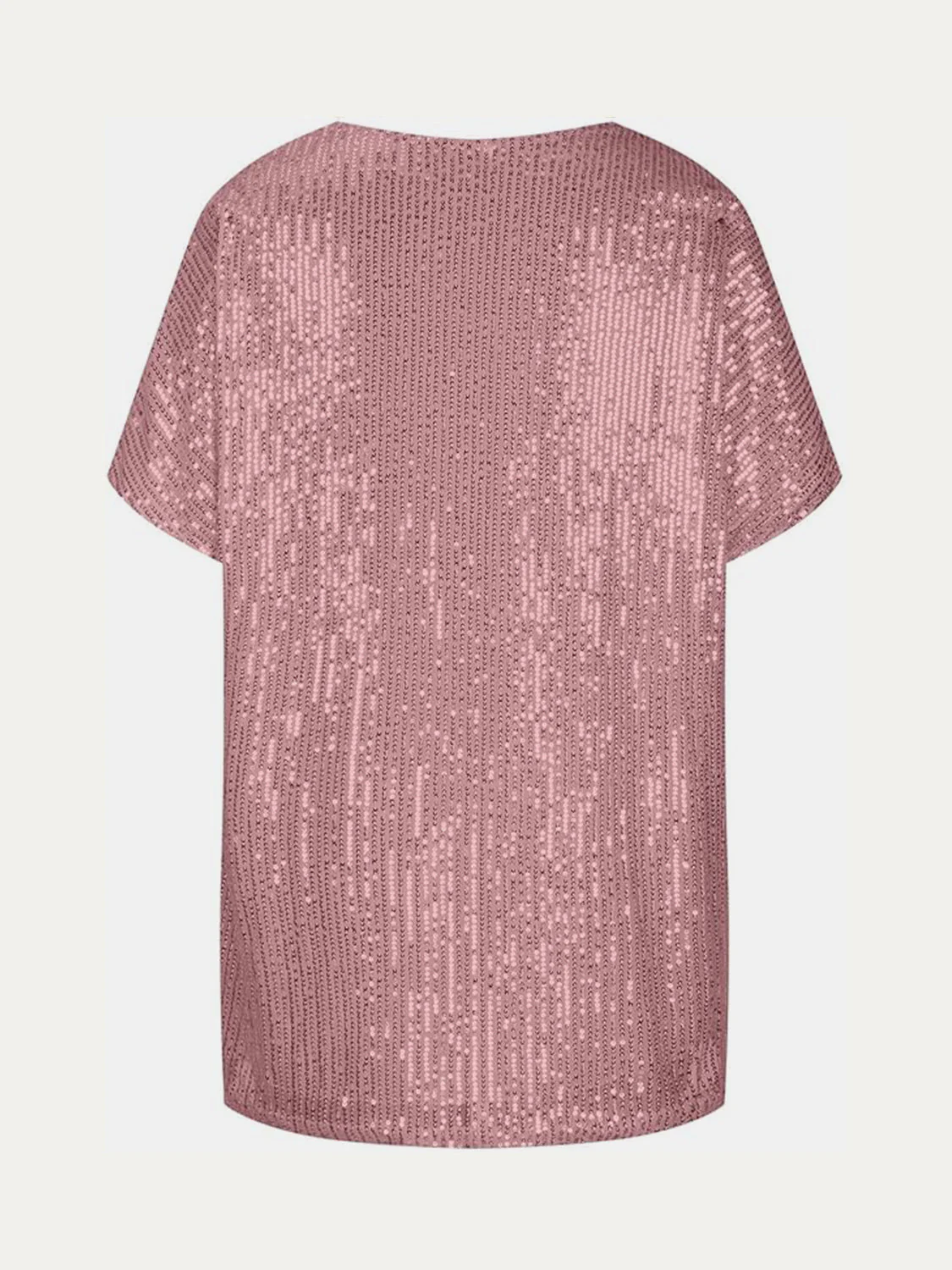 Full Size Sequin V-Neck Short Sleeve Top - Image 10