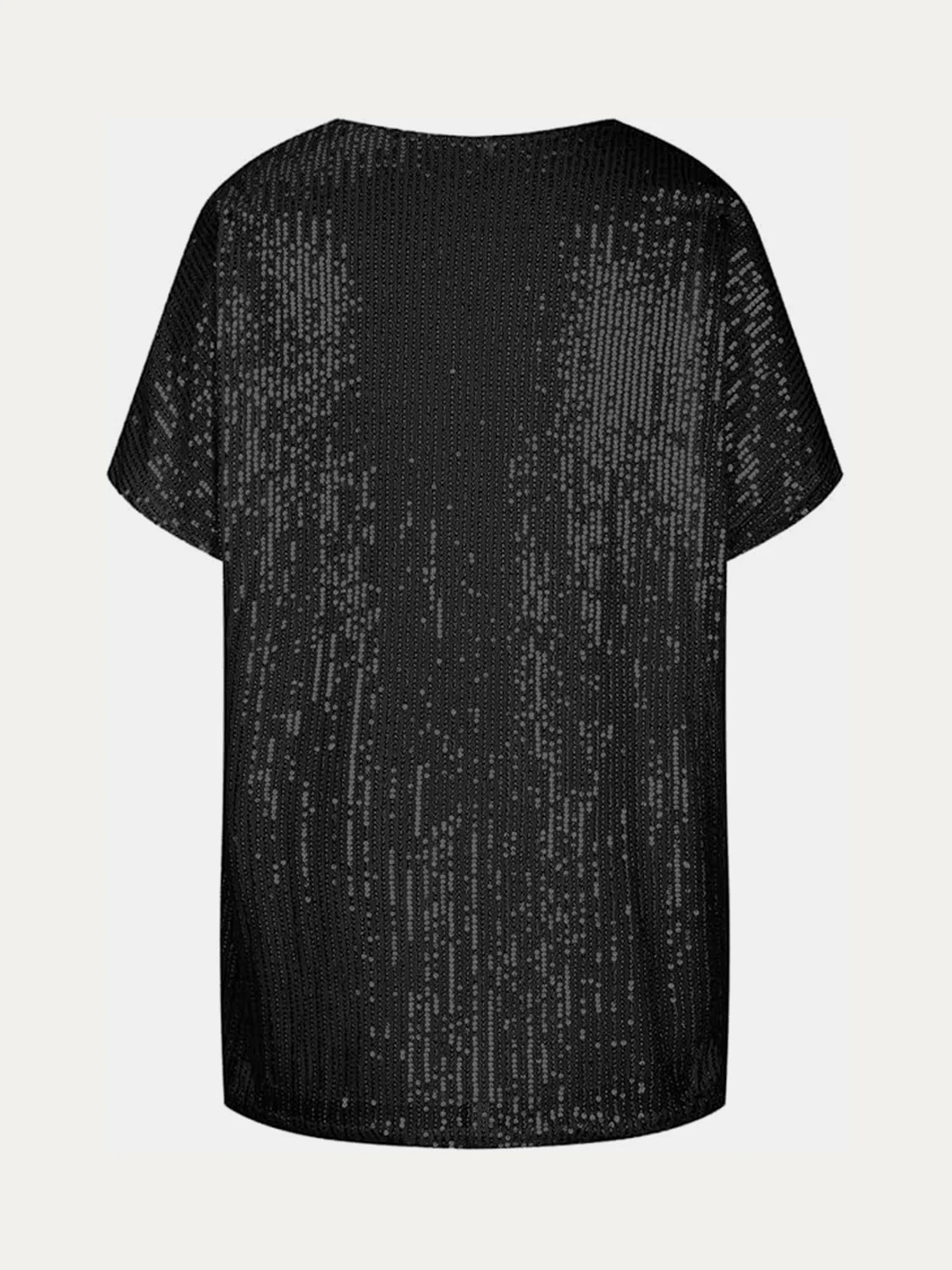 Full Size Sequin V-Neck Short Sleeve Top - Image 12