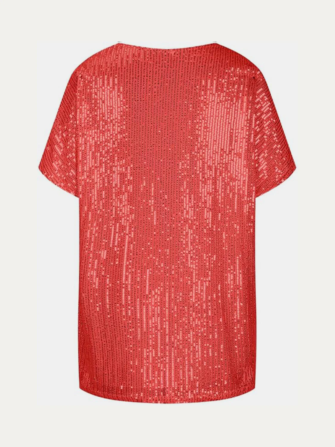 Full Size Sequin V-Neck Short Sleeve Top - Image 16