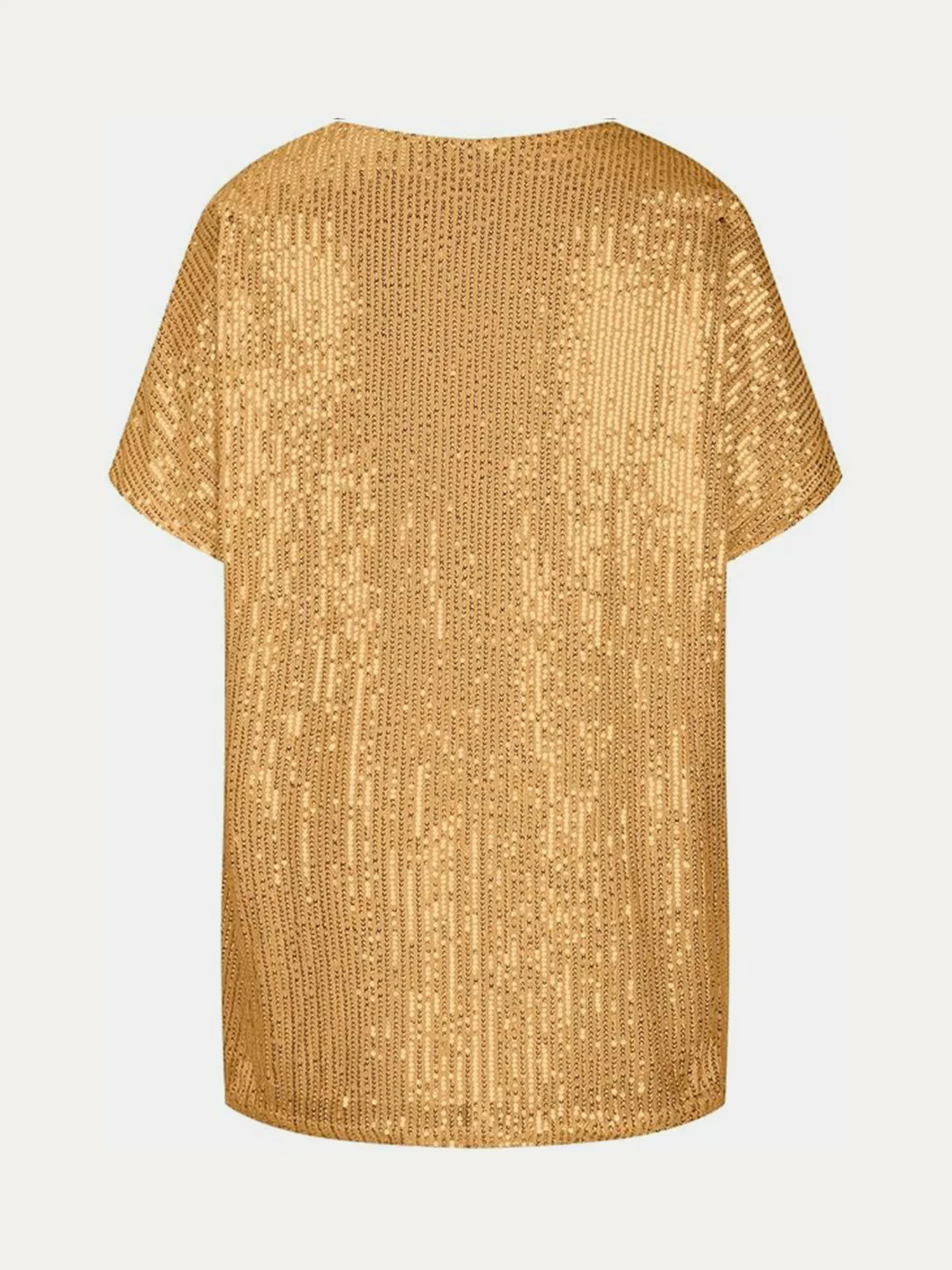 Full Size Sequin V-Neck Short Sleeve Top - Image 19