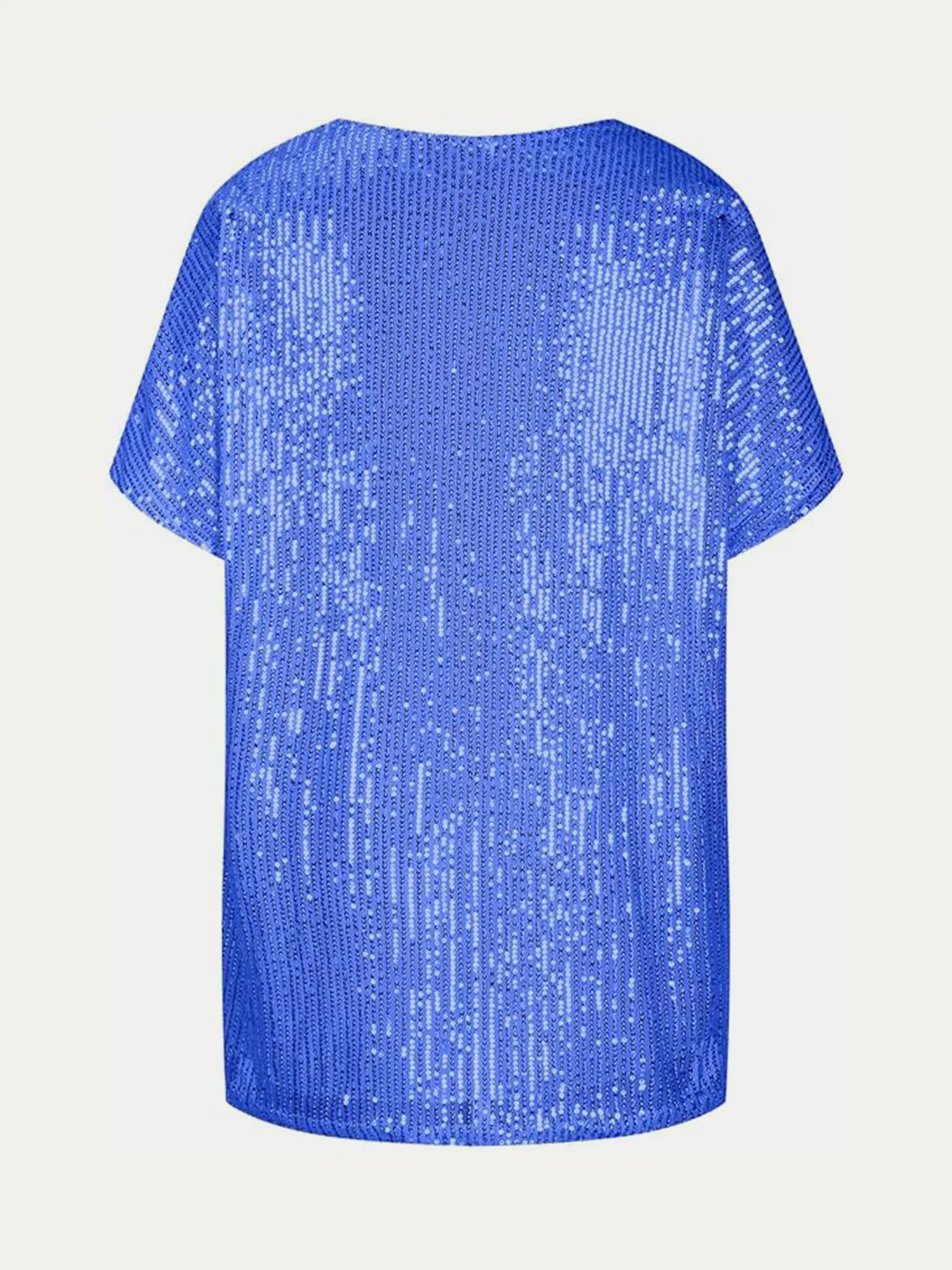 Full Size Sequin V-Neck Short Sleeve Top - Image 22