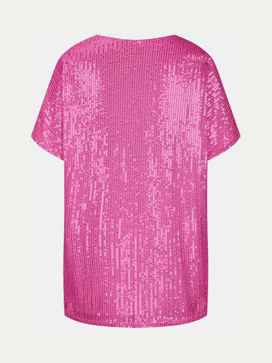 Full Size Sequin V-Neck Short Sleeve Top - Image 25