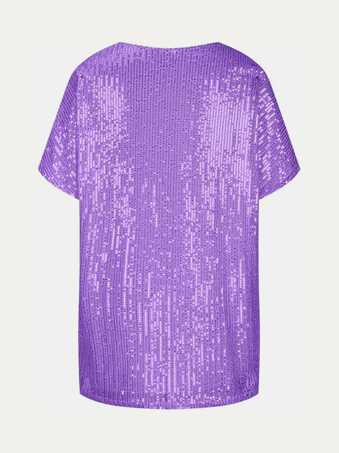 Full Size Sequin V-Neck Short Sleeve Top - Image 28