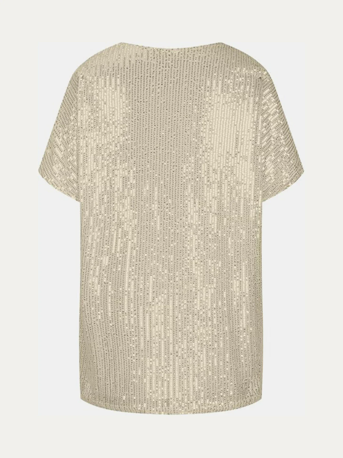Full Size Sequin V-Neck Short Sleeve Top - Image 4