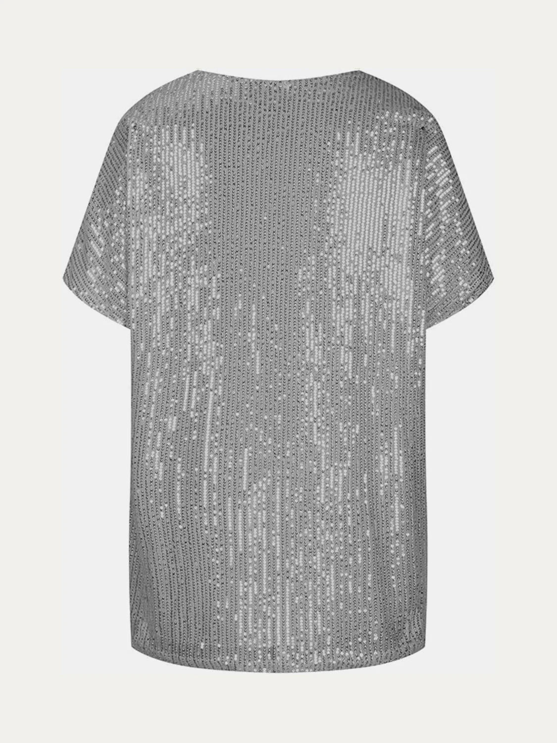 Full Size Sequin V-Neck Short Sleeve Top - Image 6