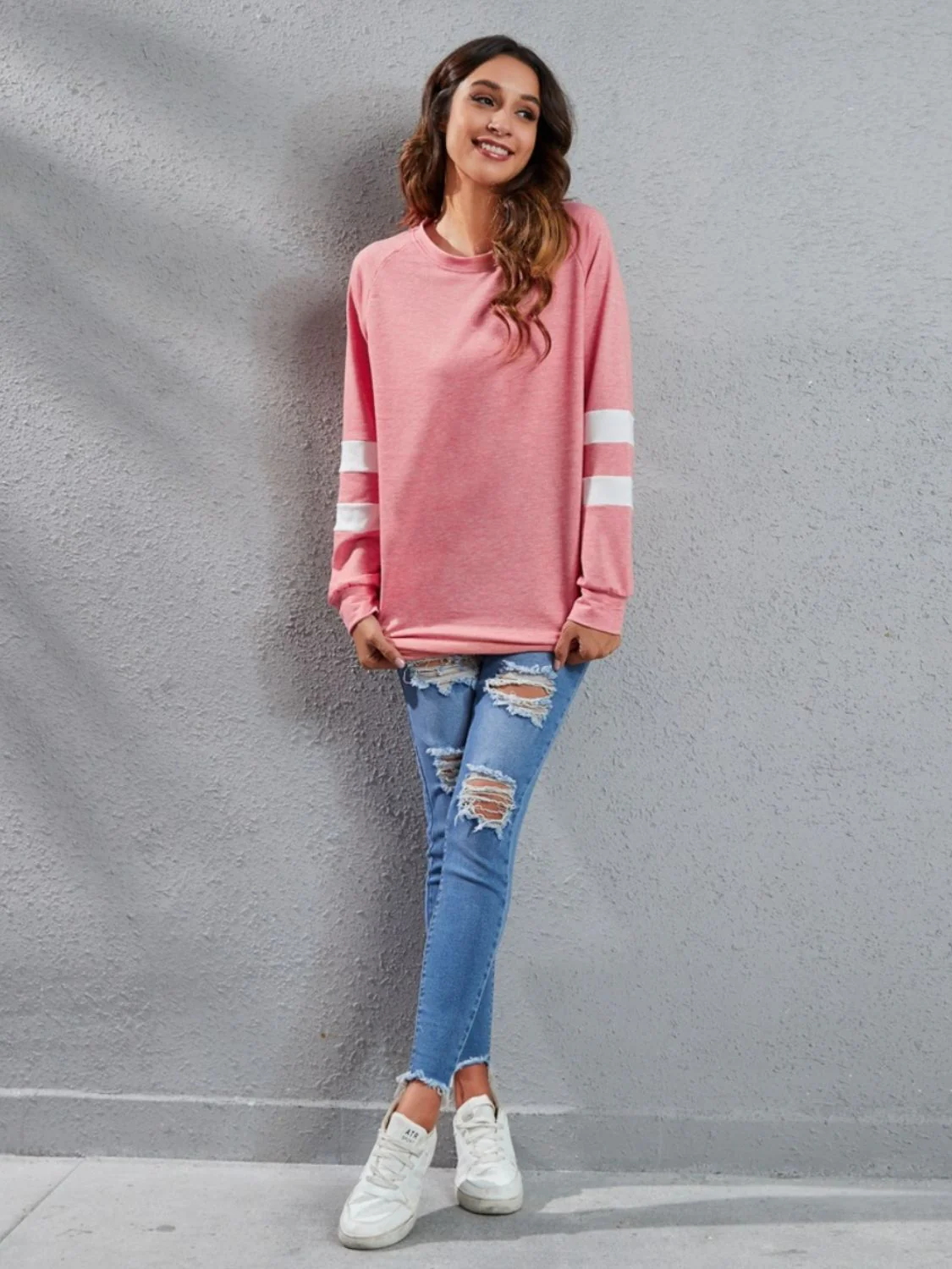 Full Size Striped Round Neck Long Sleeve T-Shirt - Image 25