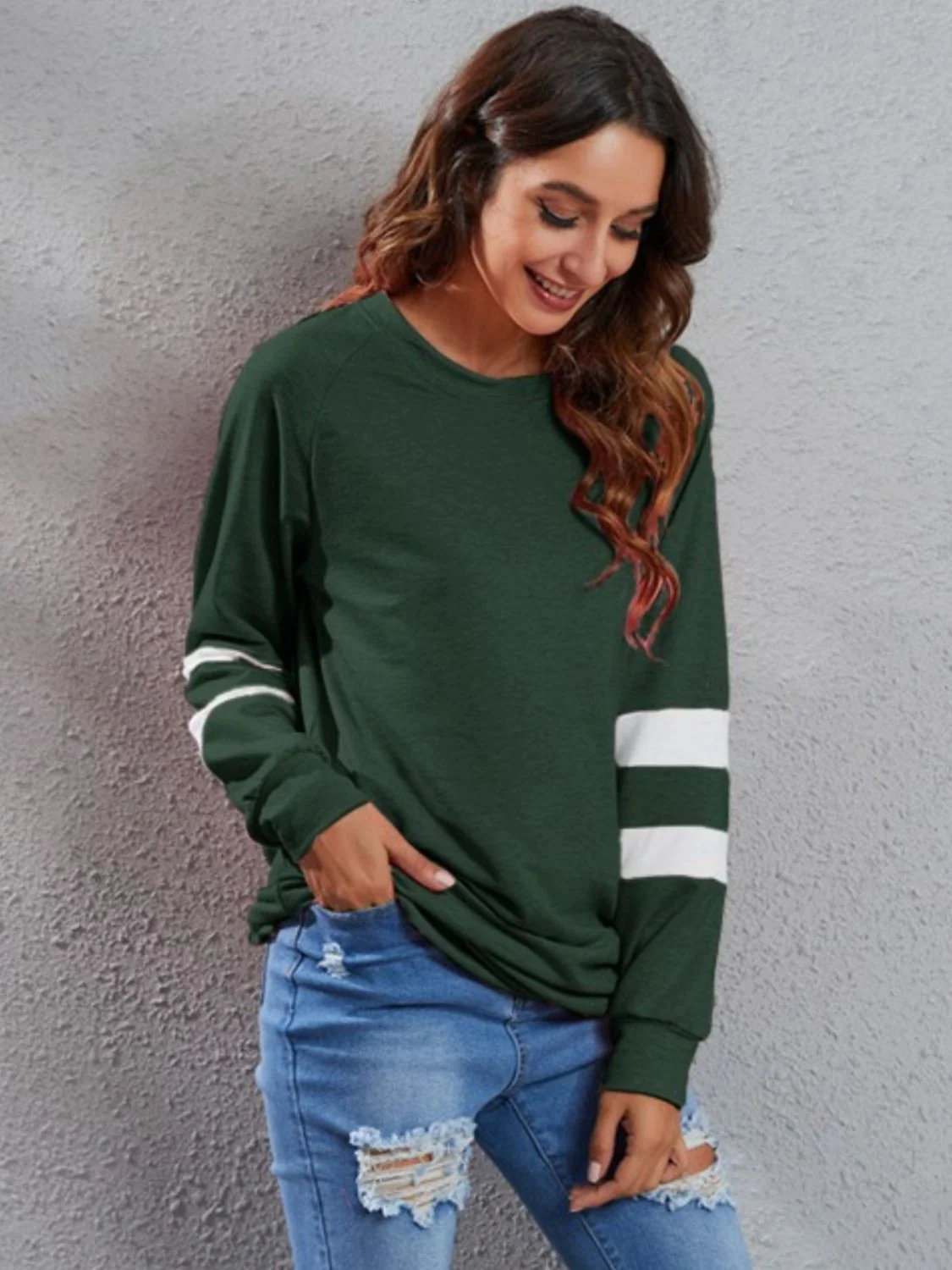 Full Size Striped Round Neck Long Sleeve T-Shirt - Image 4