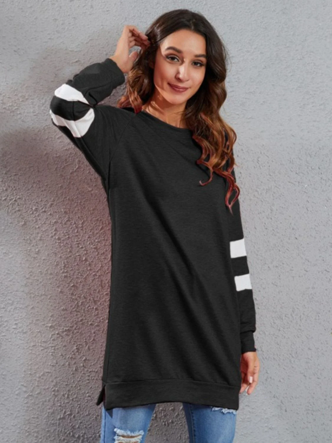 Full Size Striped Round Neck Long Sleeve T-Shirt - Image 8