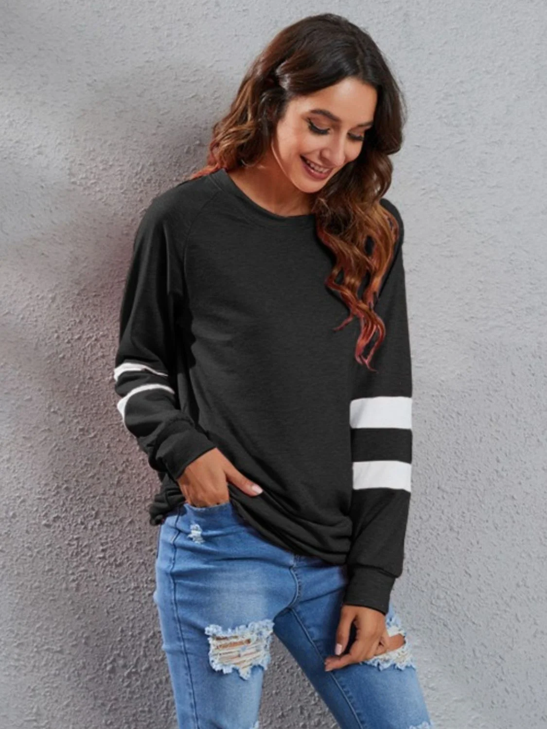 Full Size Striped Round Neck Long Sleeve T-Shirt - Image 9