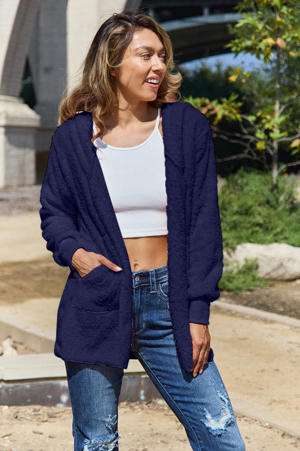 Full Size Teddy Hooded Jacket with Pockets - Image 28