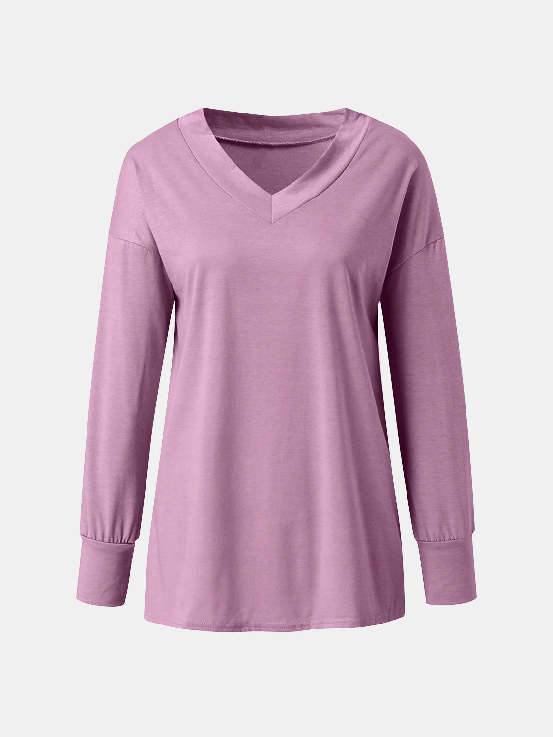 Full Size V-Neck Long Sleeve T-Shirt - Image 11