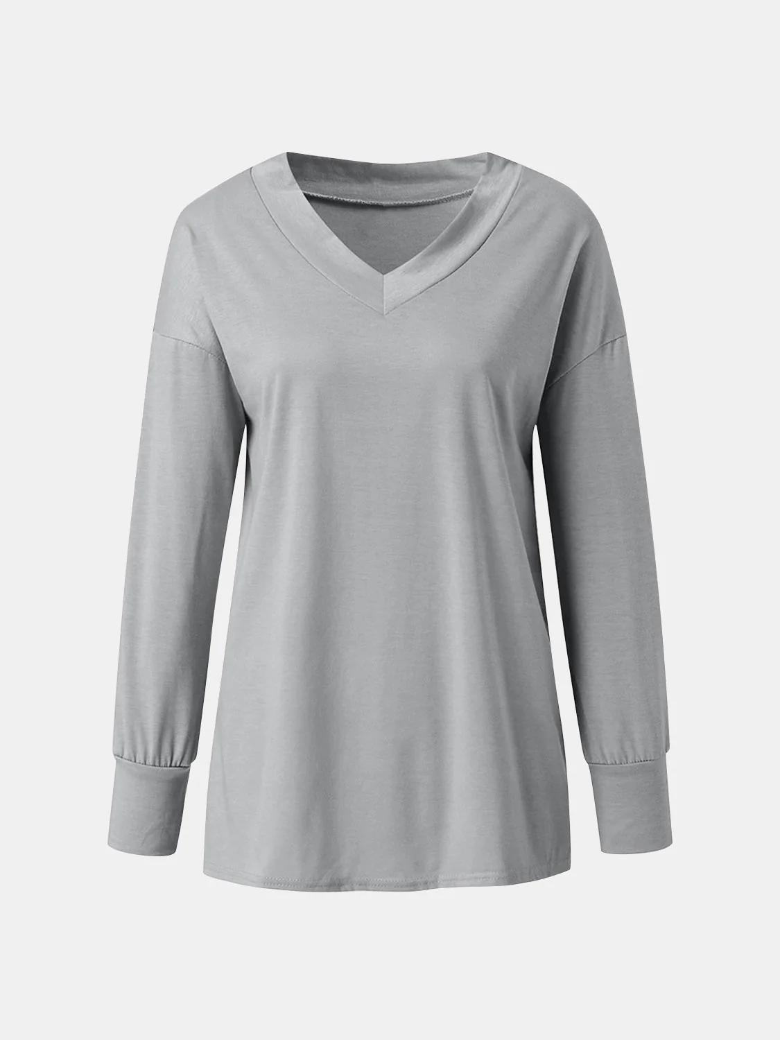 Full Size V-Neck Long Sleeve T-Shirt - Image 2
