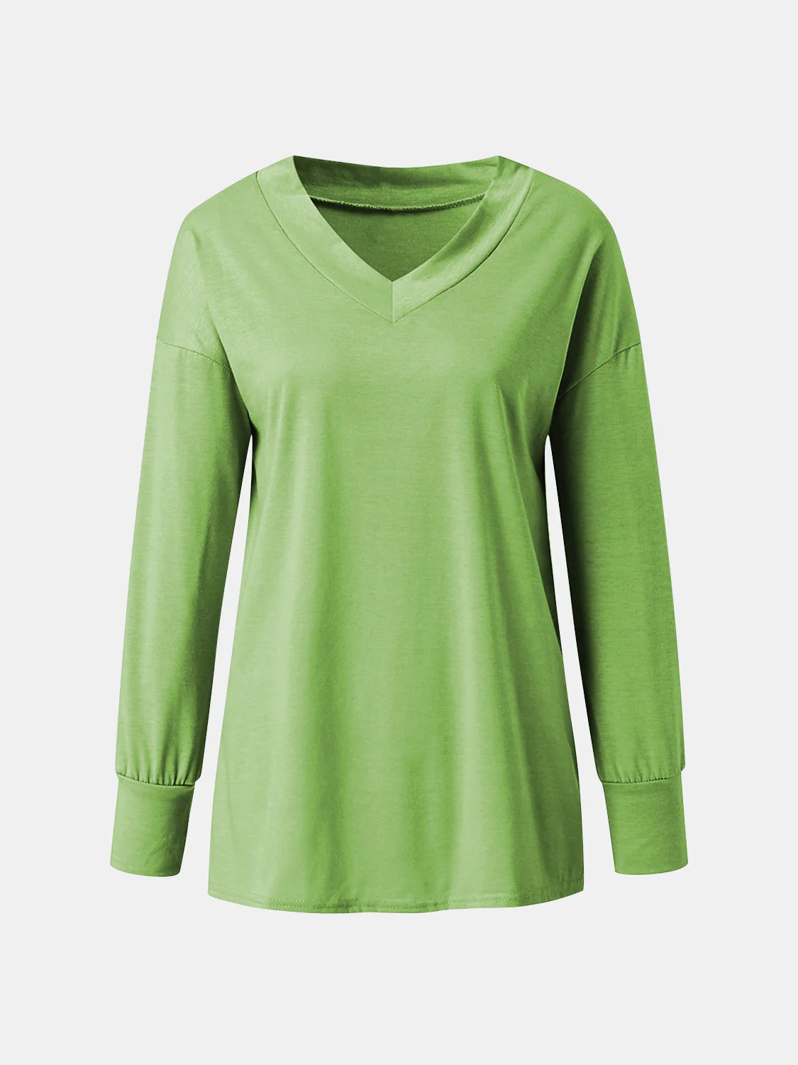 Full Size V-Neck Long Sleeve T-Shirt - Image 8