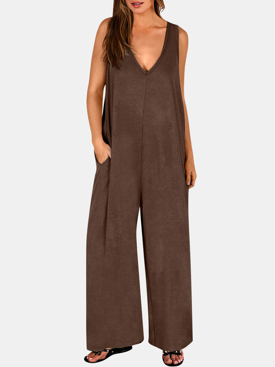 Full Size V-Neck Wide Strap Jumpsuit - Image 10