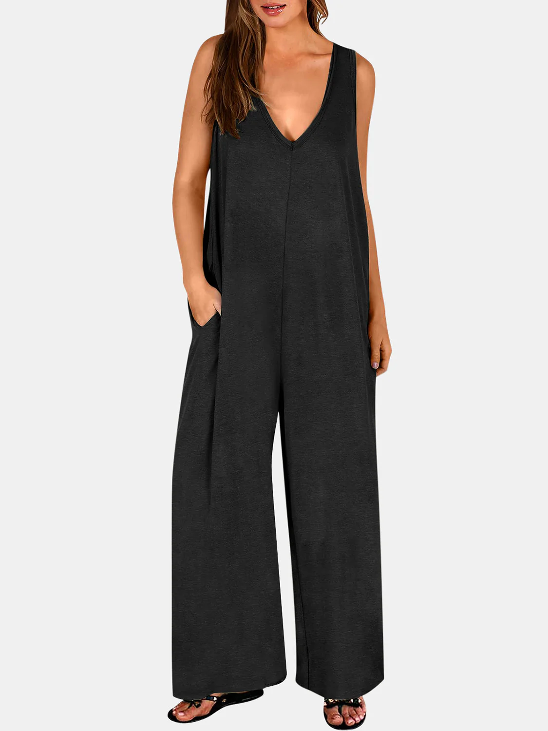 Full Size V-Neck Wide Strap Jumpsuit - Image 13
