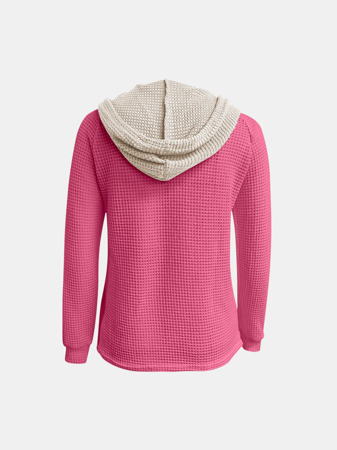 Full Size Waffle-Knit Contrast Long Sleeve Hoodie - Image 15