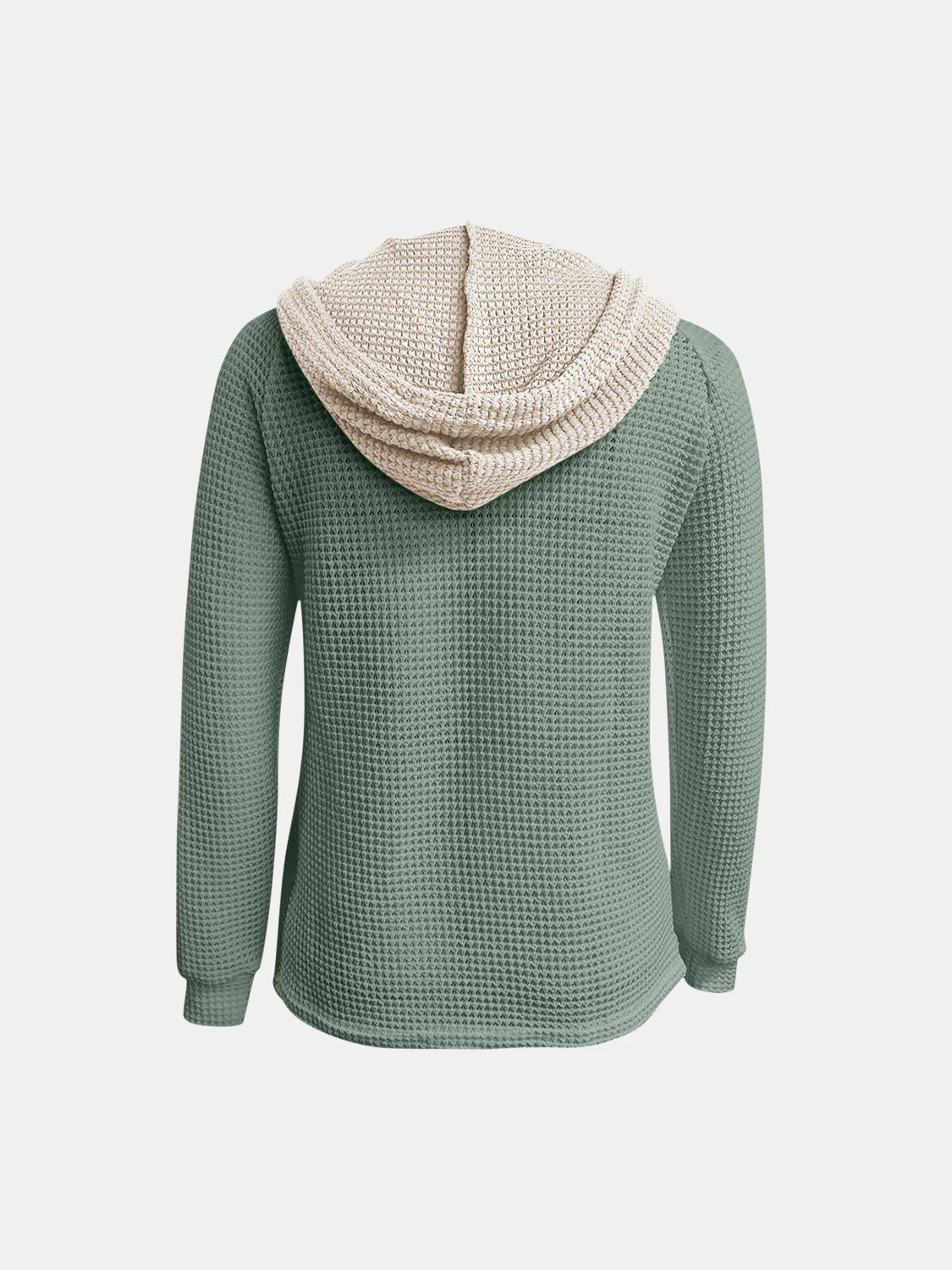 Full Size Waffle-Knit Contrast Long Sleeve Hoodie - Image 18