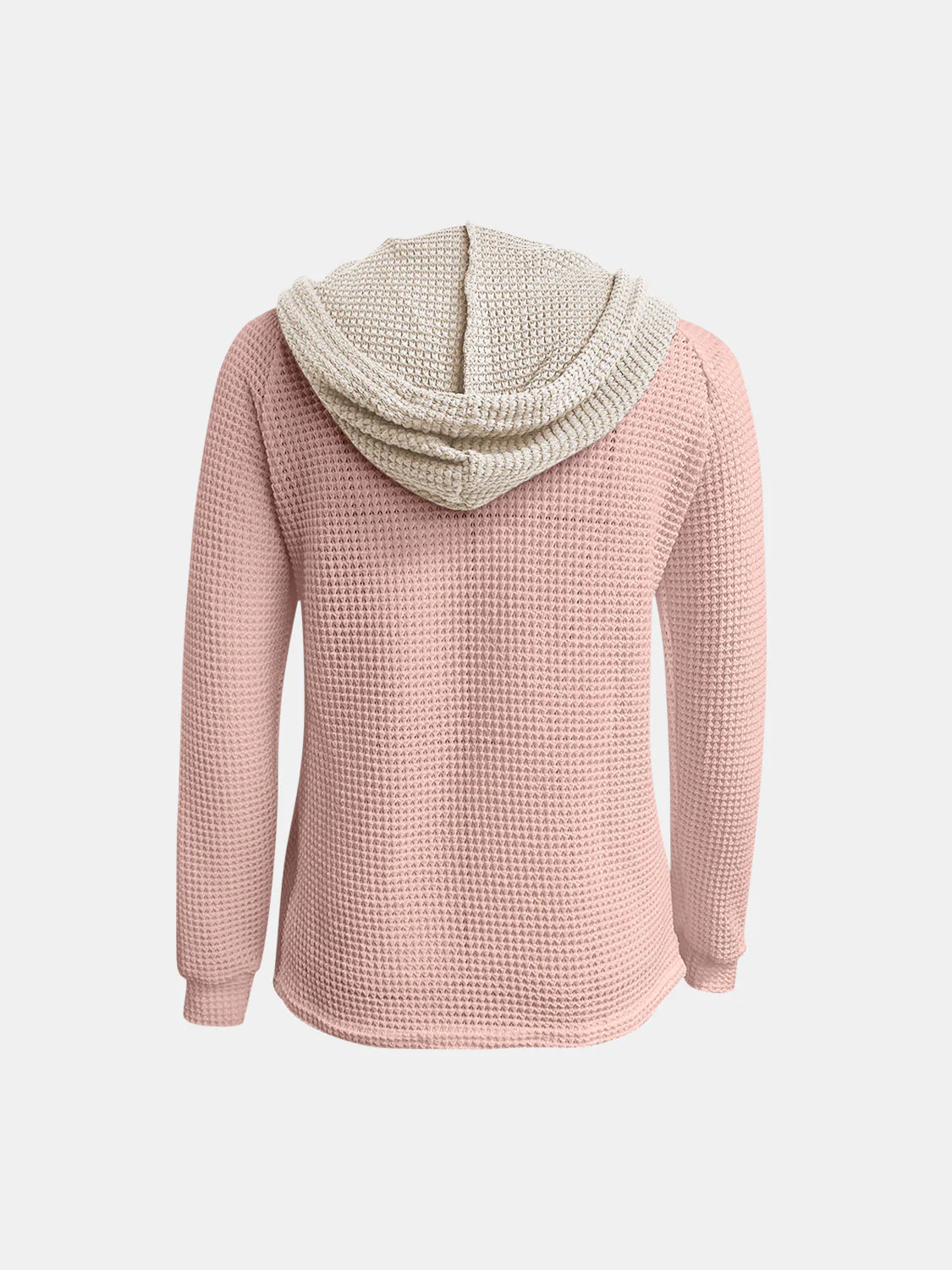 Full Size Waffle-Knit Contrast Long Sleeve Hoodie - Image 20