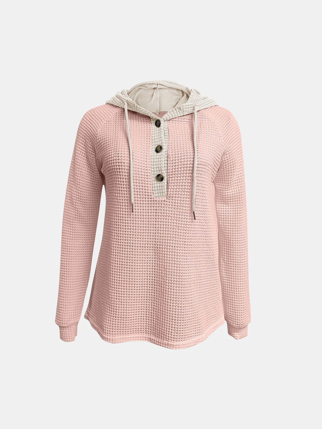 Full Size Waffle-Knit Contrast Long Sleeve Hoodie - Image 21