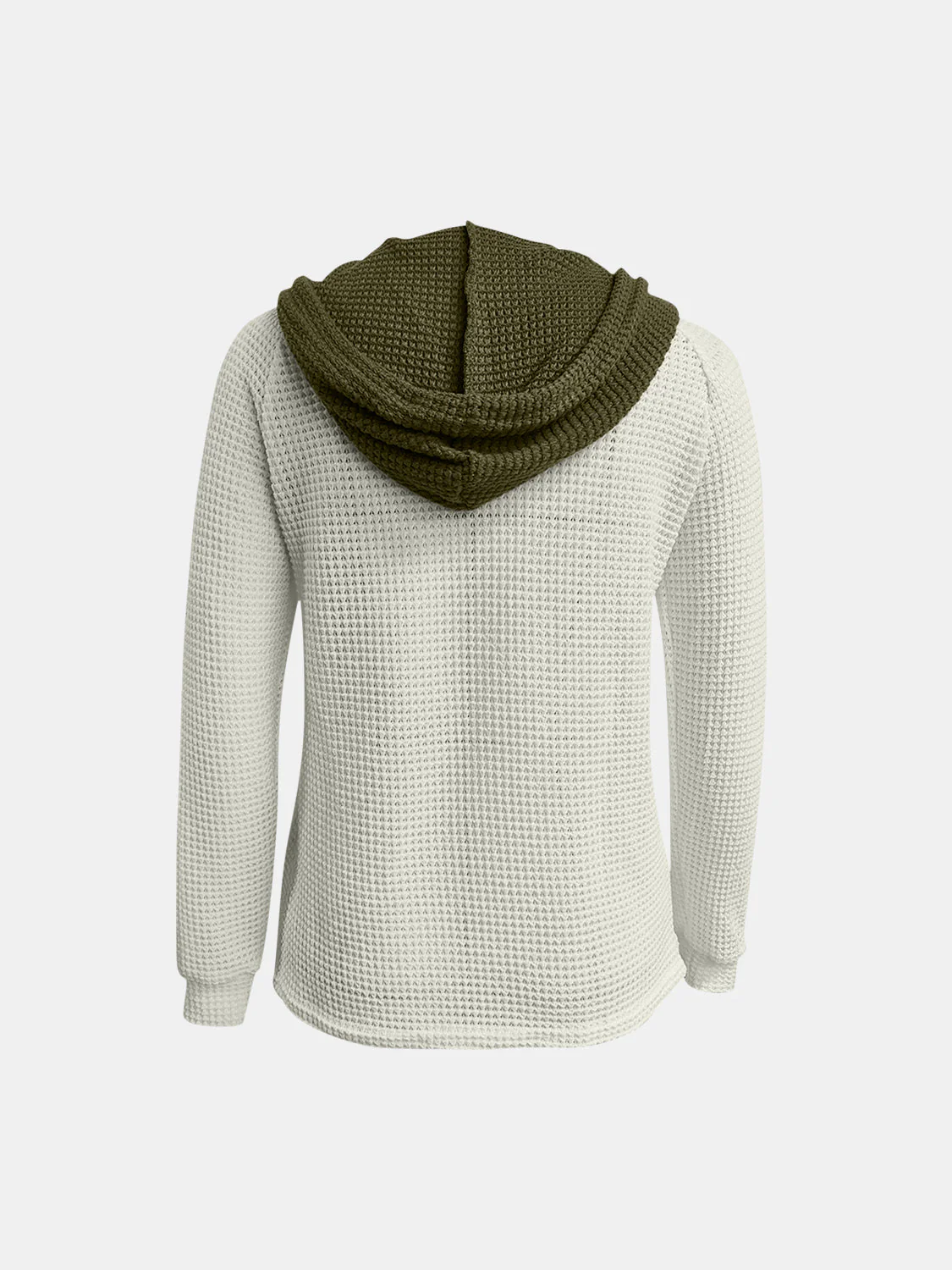 Full Size Waffle-Knit Contrast Long Sleeve Hoodie - Image 3