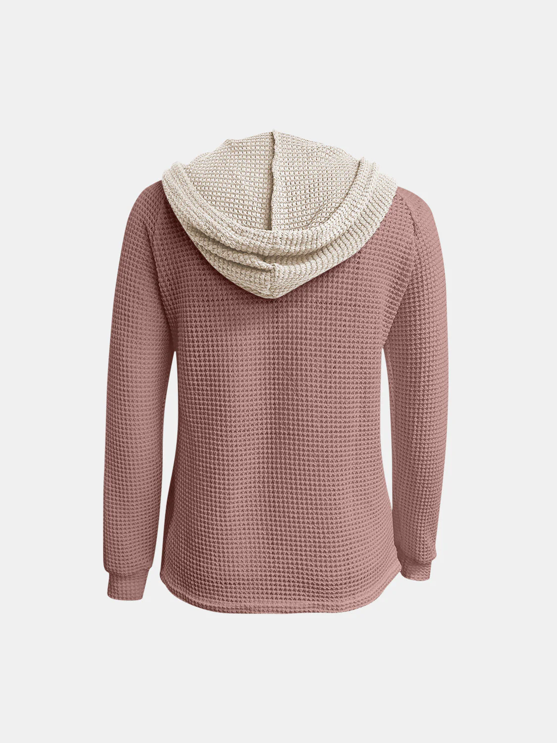 Full Size Waffle-Knit Contrast Long Sleeve Hoodie - Image 9