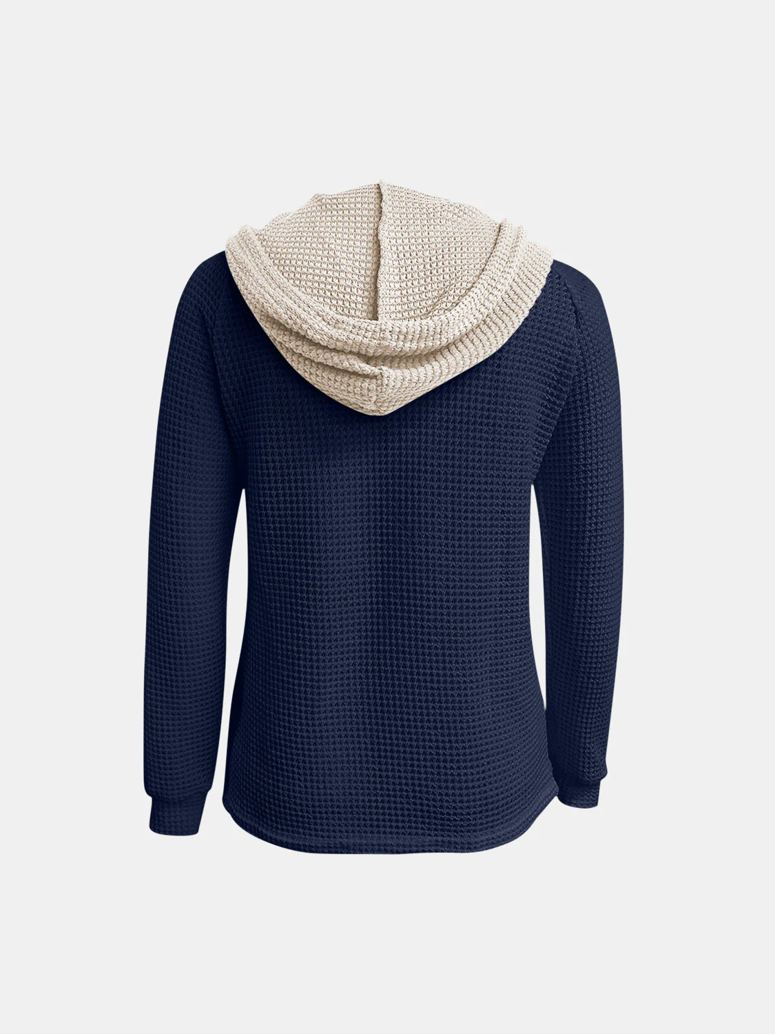 Full Size Waffle-Knit Contrast Long Sleeve Hoodie - Image 12