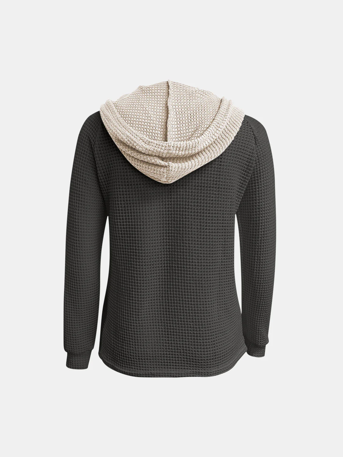 Full Size Waffle-Knit Contrast Long Sleeve Hoodie - Image 15