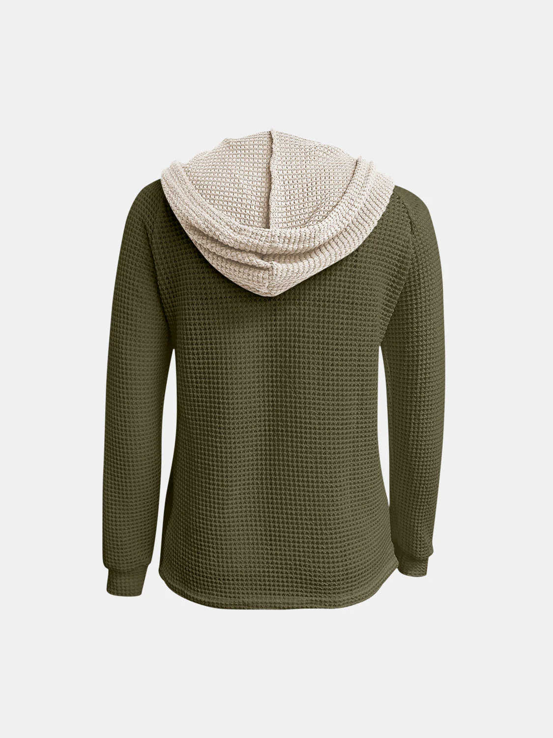 Full Size Waffle-Knit Contrast Long Sleeve Hoodie - Image 18