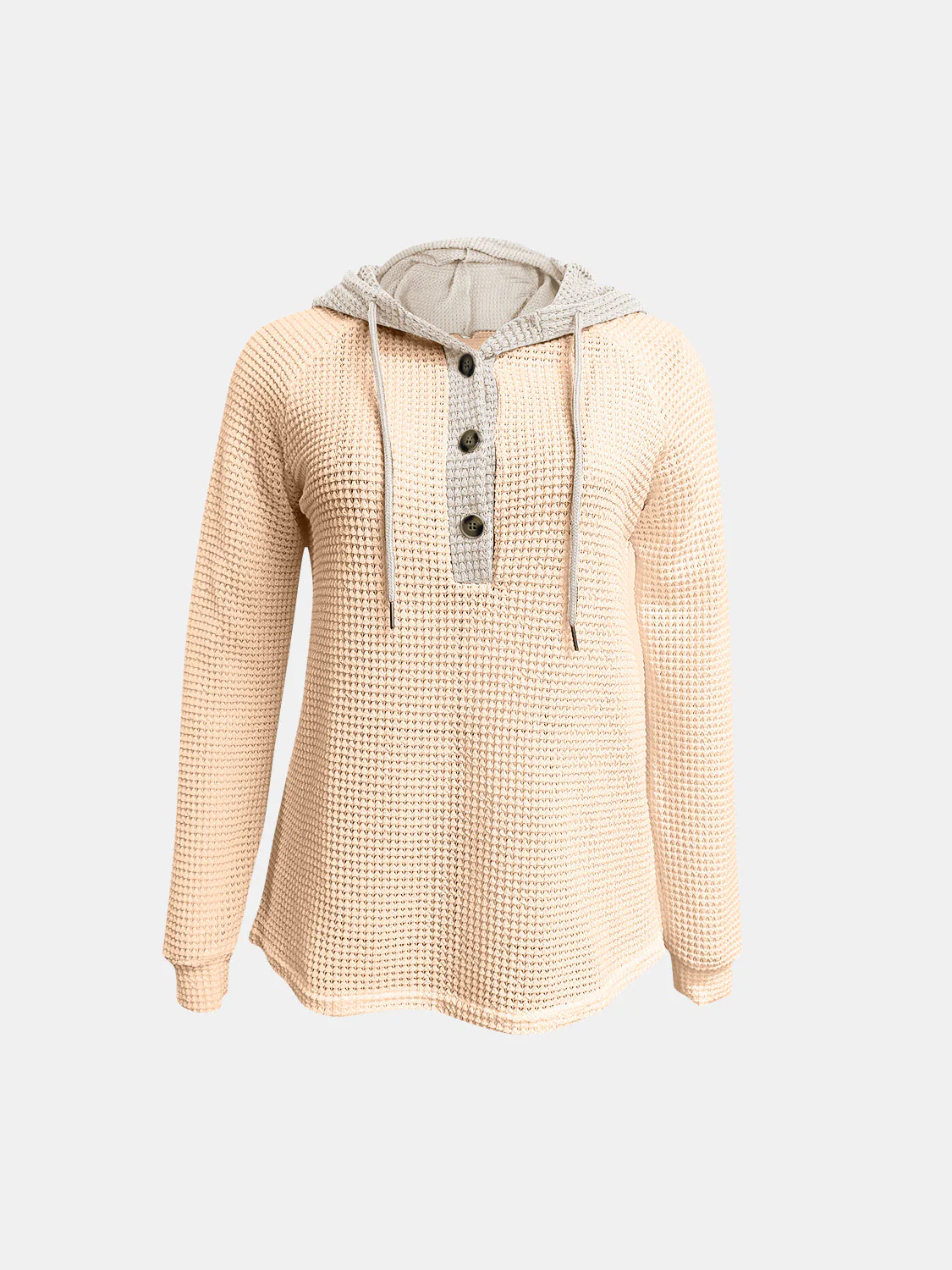 Full Size Waffle-Knit Contrast Long Sleeve Hoodie - Image 21